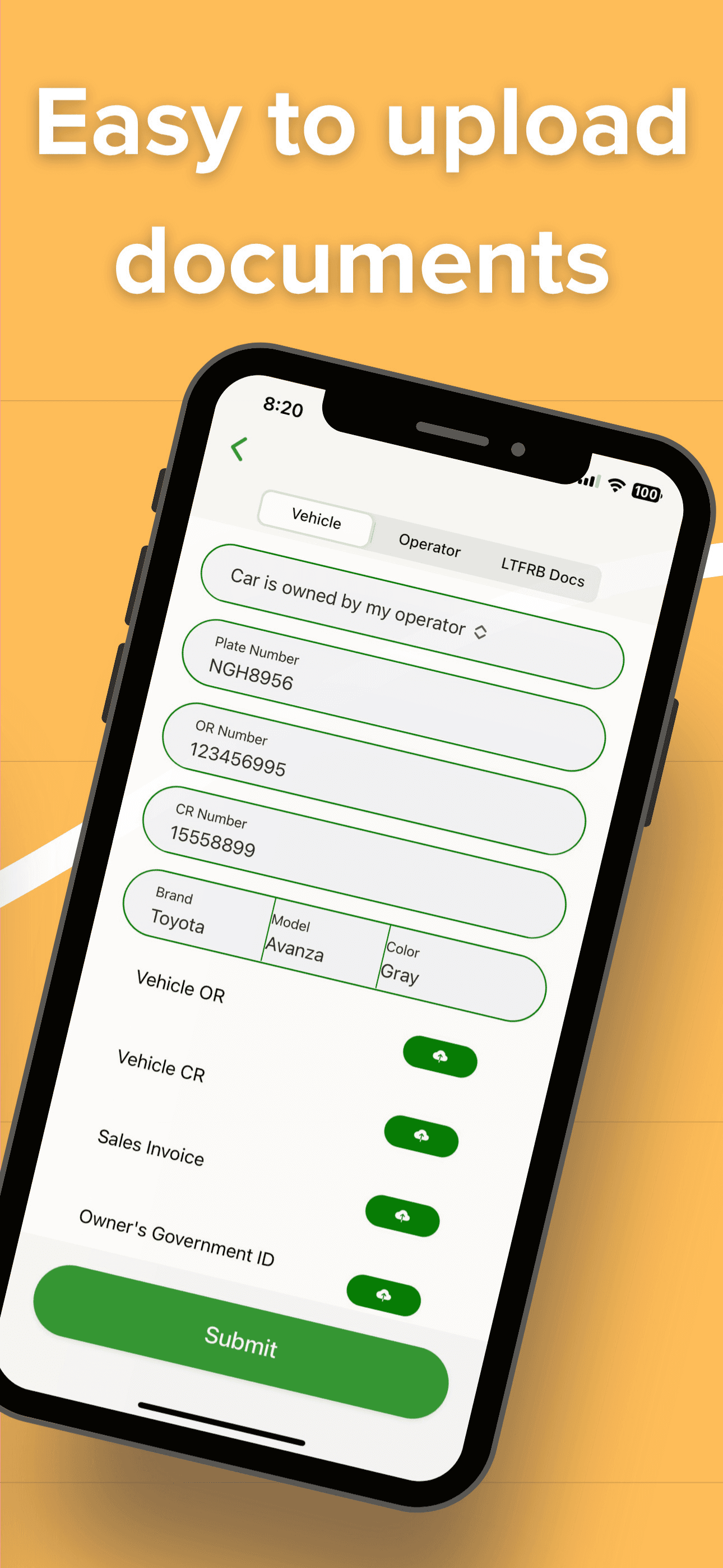 Driver onboarding app preview
